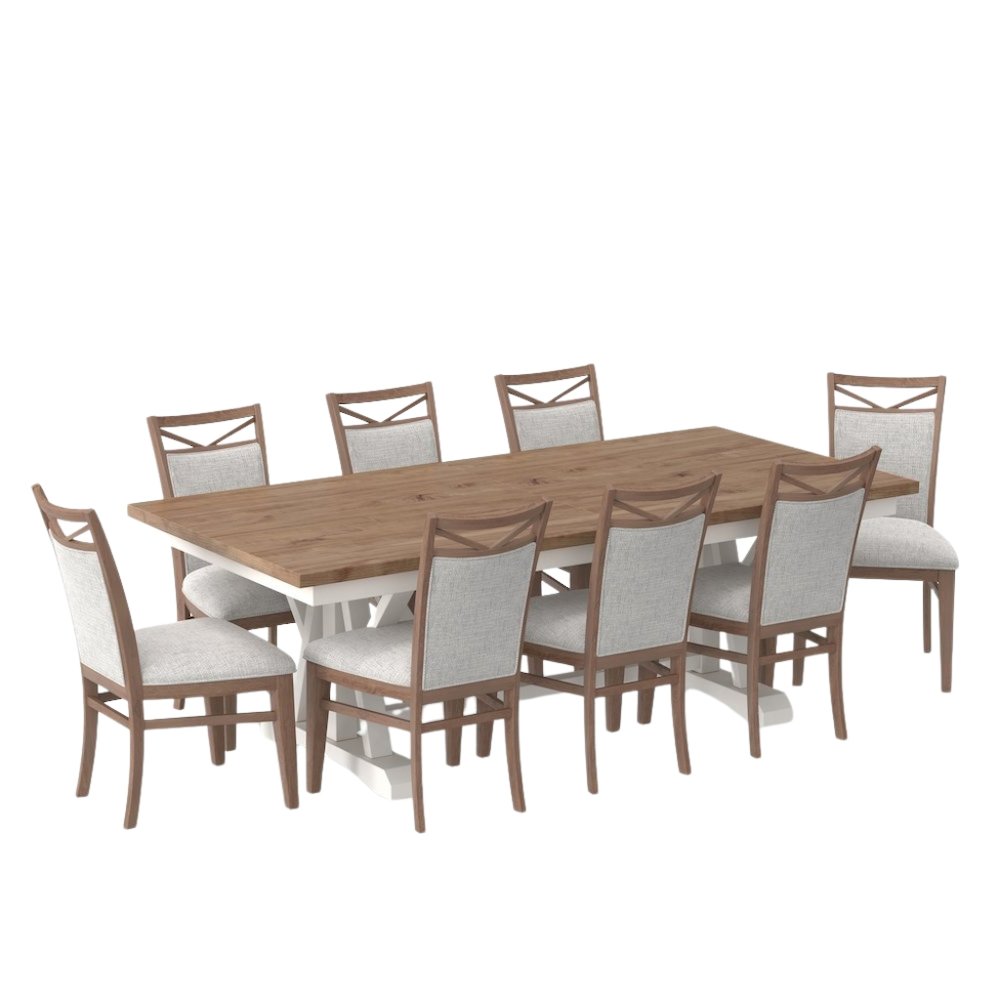 White 9 Piece Dining Table Set for 8 with Chairs, Elegant Dining Set