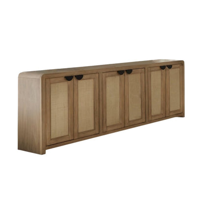 Brown Under TV Cabinet Base Cabinet with Display Doors and Storage