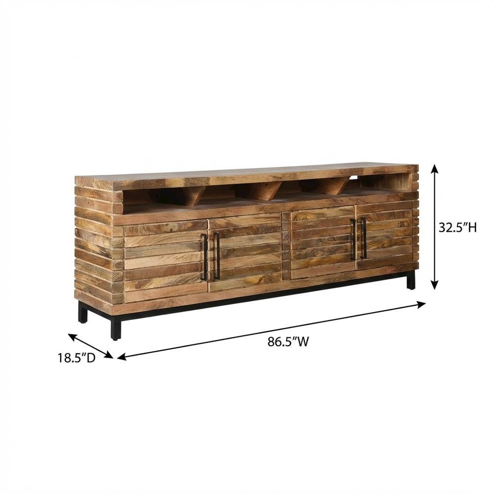 Gold Mango Wood Console, Transitional Style, Up to 98-Inch TV Compatibility