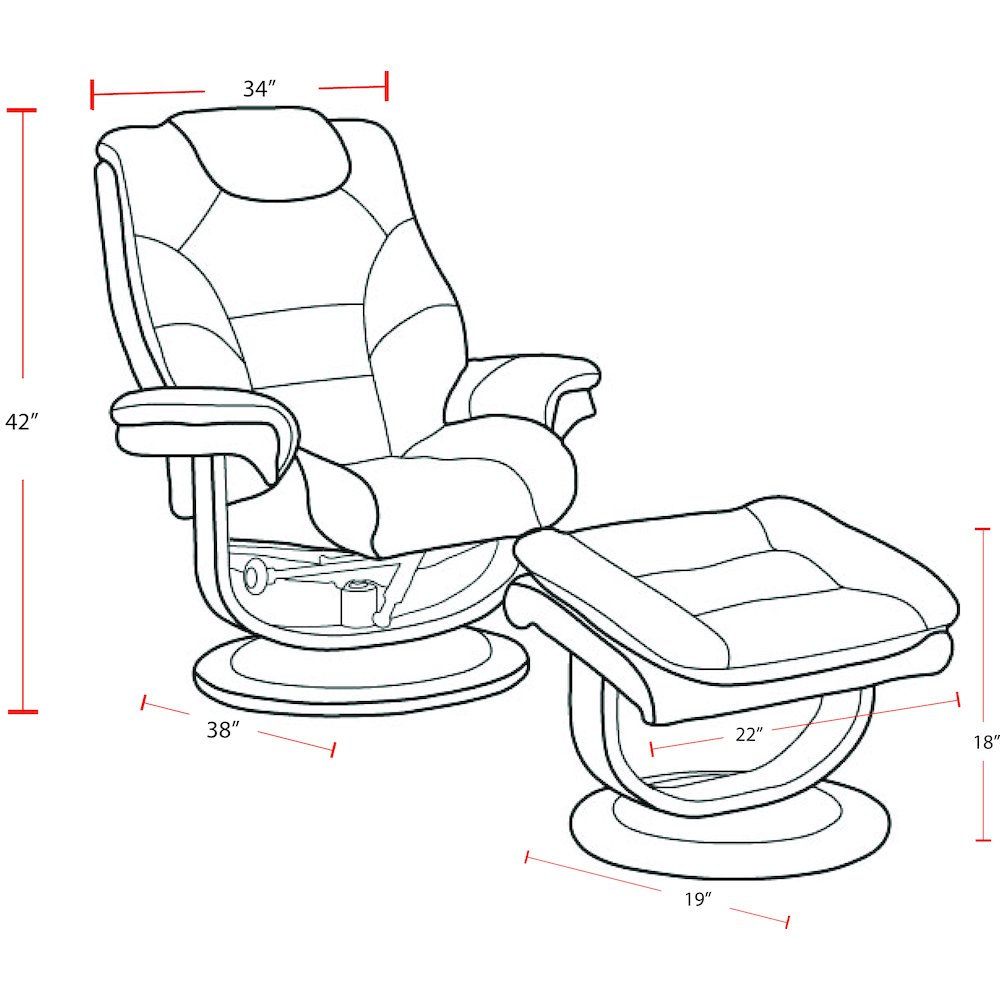 Knight - Rouge Manual Reclining Swivel Chair and Ottoman