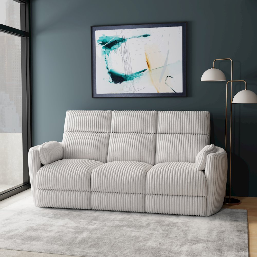 Radius - Mega Ivory Power Reclining Sofa Loveseat and Recliner