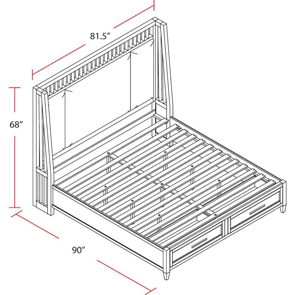 Modern Bedroom King Shelter Bed with 2 Nightstands and Dresser with Mirror
