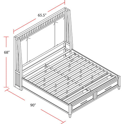 Modern Bedroom Queen Shelter Bed 2 Nightstands and Dresser with Mirror