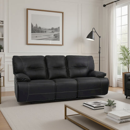 Black Reclining Sofa for RV Living Room, Power Recliner Couch Seating