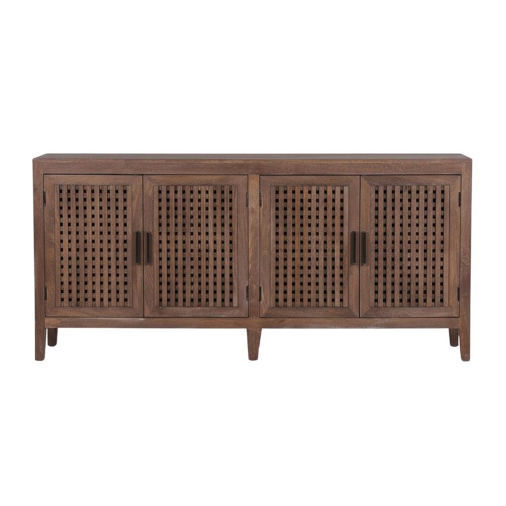 Solid Mango 78-Inch TV Console with Transitional Style and Brown Finish