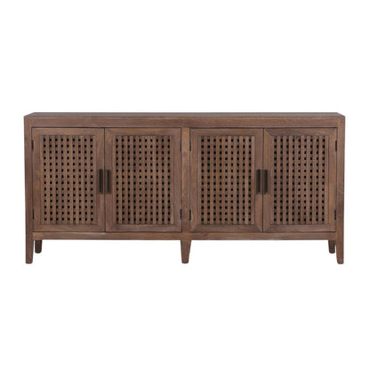 Solid Mango 78-Inch TV Console with Transitional Style and Brown Finish