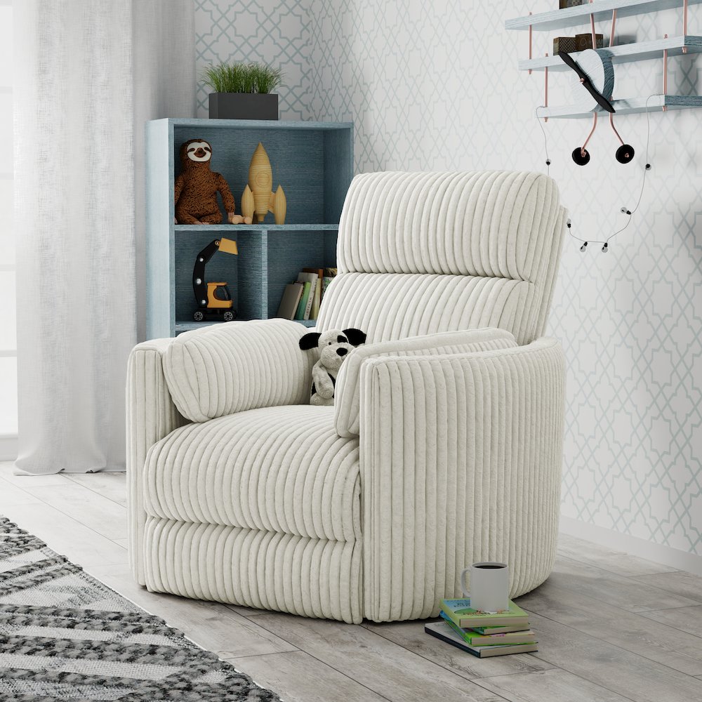 Radius - Mega Ivory Power Reclining Sofa Loveseat and Recliner