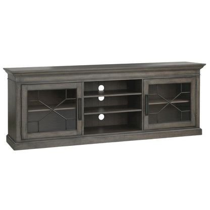 Smokey Grey TV Console, Rustic Traditional Style, Solid Mango Construction
