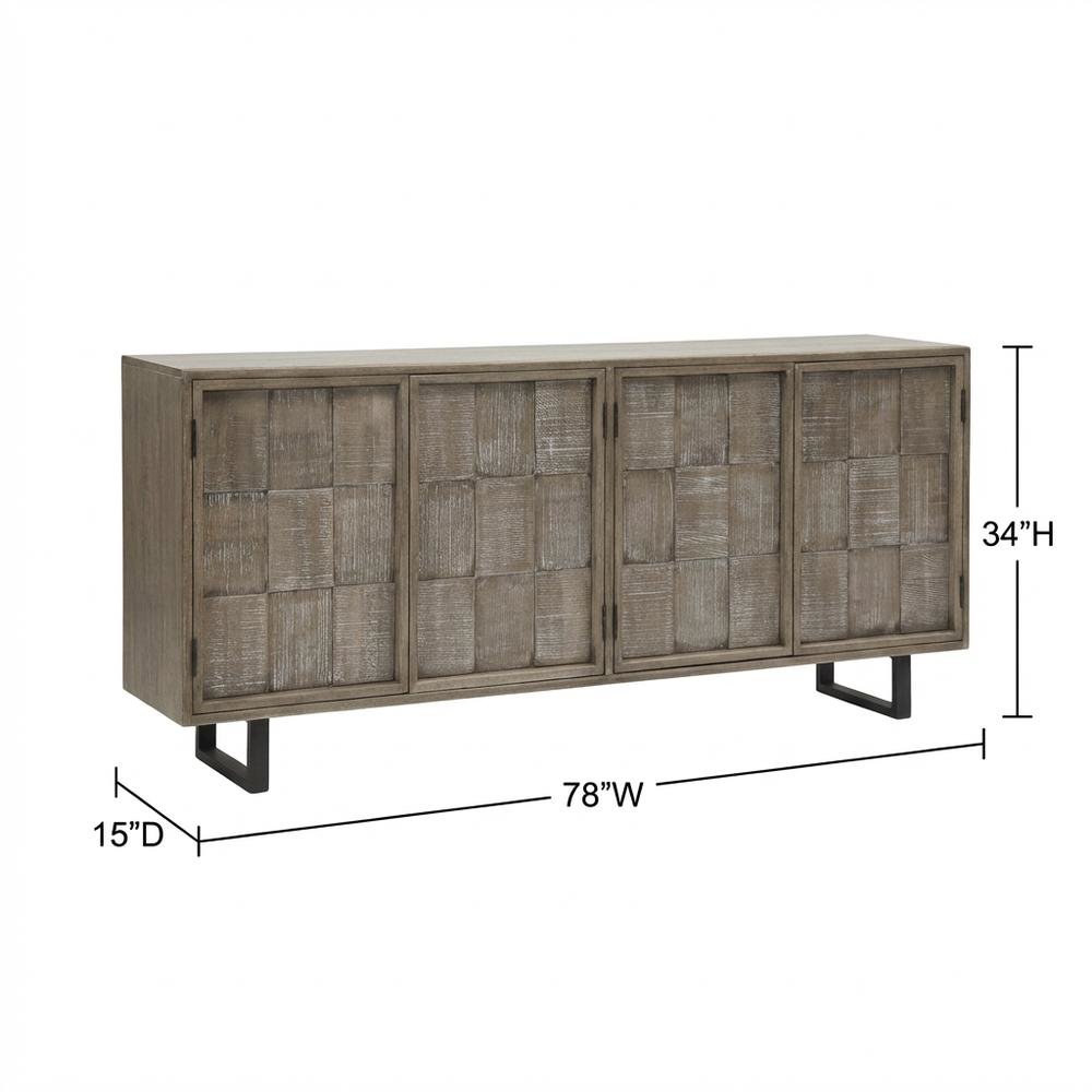 Brown solid mango TV console with transitional style and 78-inch width