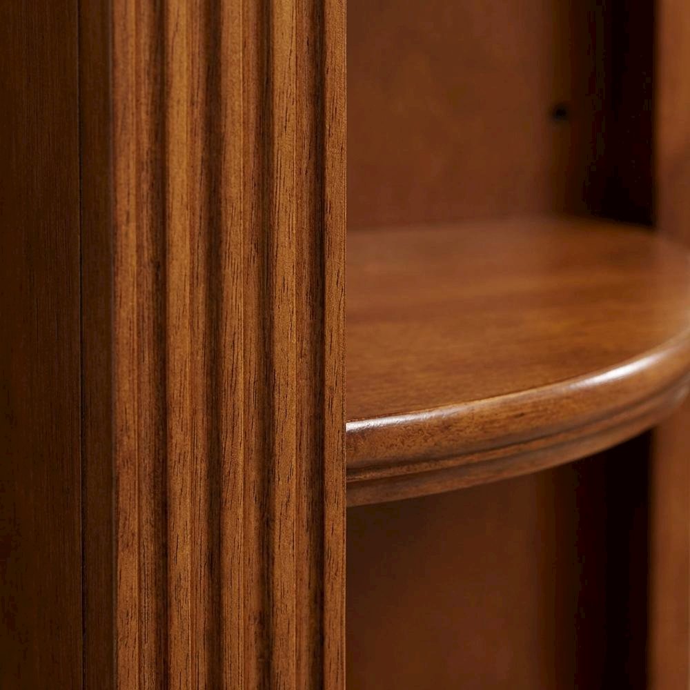 Traditional English Library Corner Bookcase in Warm Brown Finish, Easy Assembly