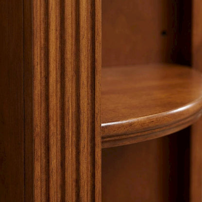 Traditional English Library Corner Bookcase in Warm Brown Finish, Easy Assembly
