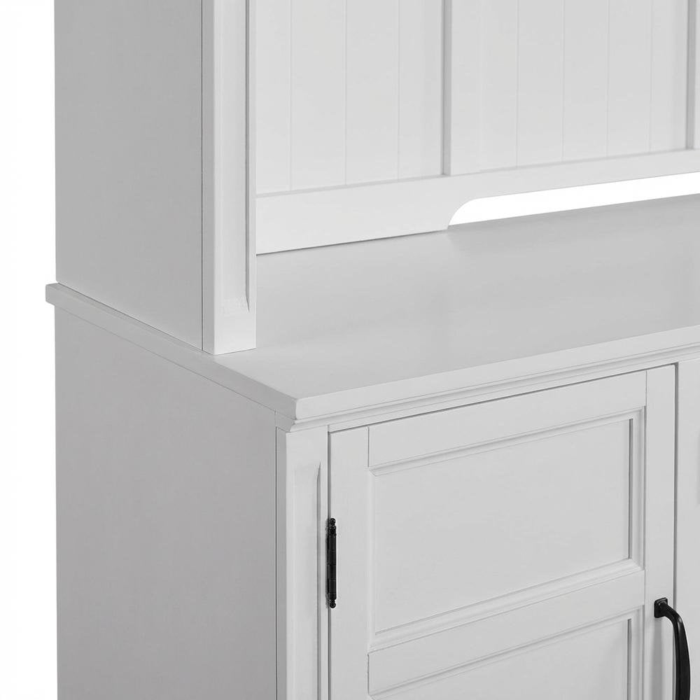 White 76-Inch TV Console with Hutch and Storage Compartments