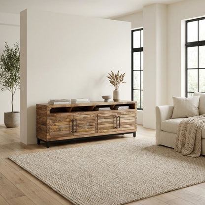 Gold Mango Wood Console, Transitional Style, Up to 98-Inch TV Compatibility