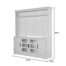 White 76-Inch TV Console with Hutch and Storage Compartments