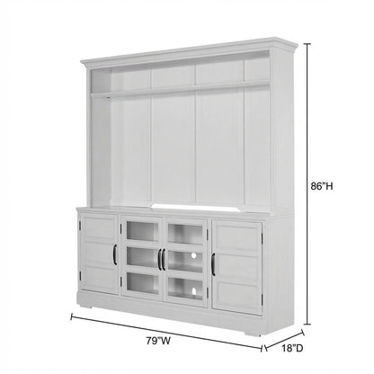 White 76-Inch TV Console with Hutch and Storage Compartments