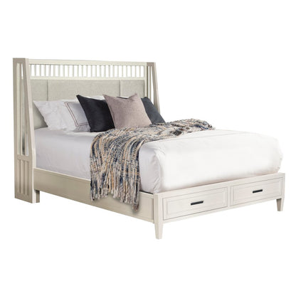Modern Bedroom Queen Shelter Bed 2 Nightstands and Dresser with Mirror
