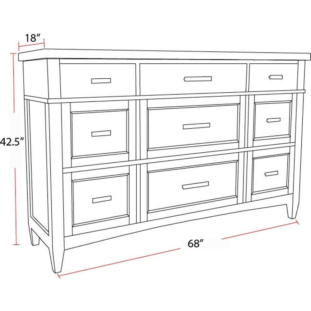 Modern Bedroom Queen Shelter Bed 2 Nightstands and Dresser with Mirror