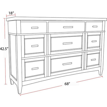 Modern Bedroom Queen Shelter Bed 2 Nightstands and Dresser with Mirror