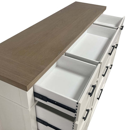 Modern Bedroom King Platform Bed 2 Nightstands and Dresser with Mirror