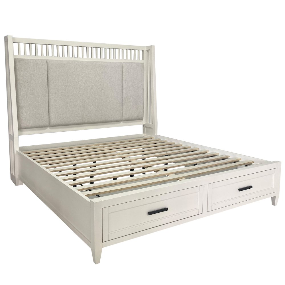 Modern Bedroom King Shelter Bed with 2 Nightstands and Dresser with Mirror