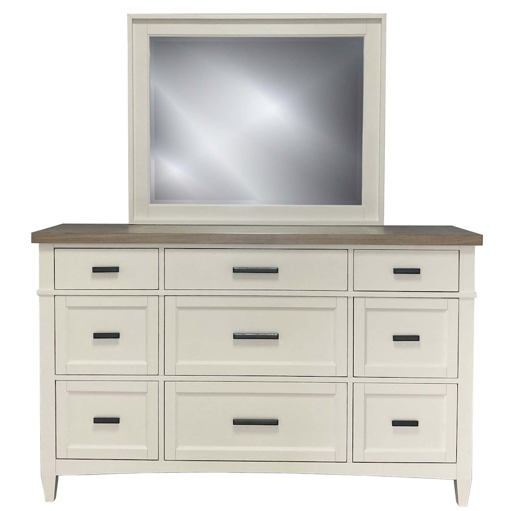 Modern Bedroom King Platform Bed 2 Nightstands and Dresser with Mirror