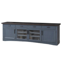 Blue 92 Inch TV Stand with Storage, Long Entertainment Center Console