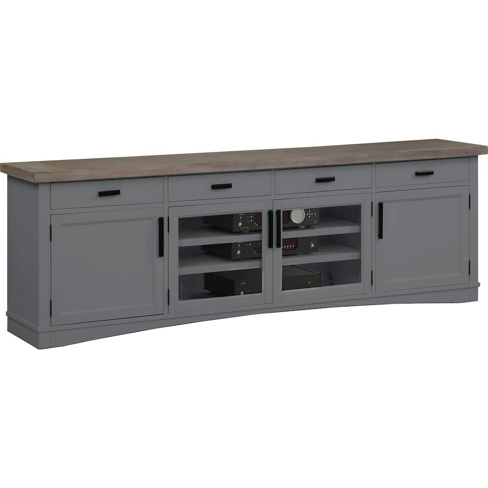 Gray 92 Inch TV Stand – Long Entertainment Center for Living Room Use