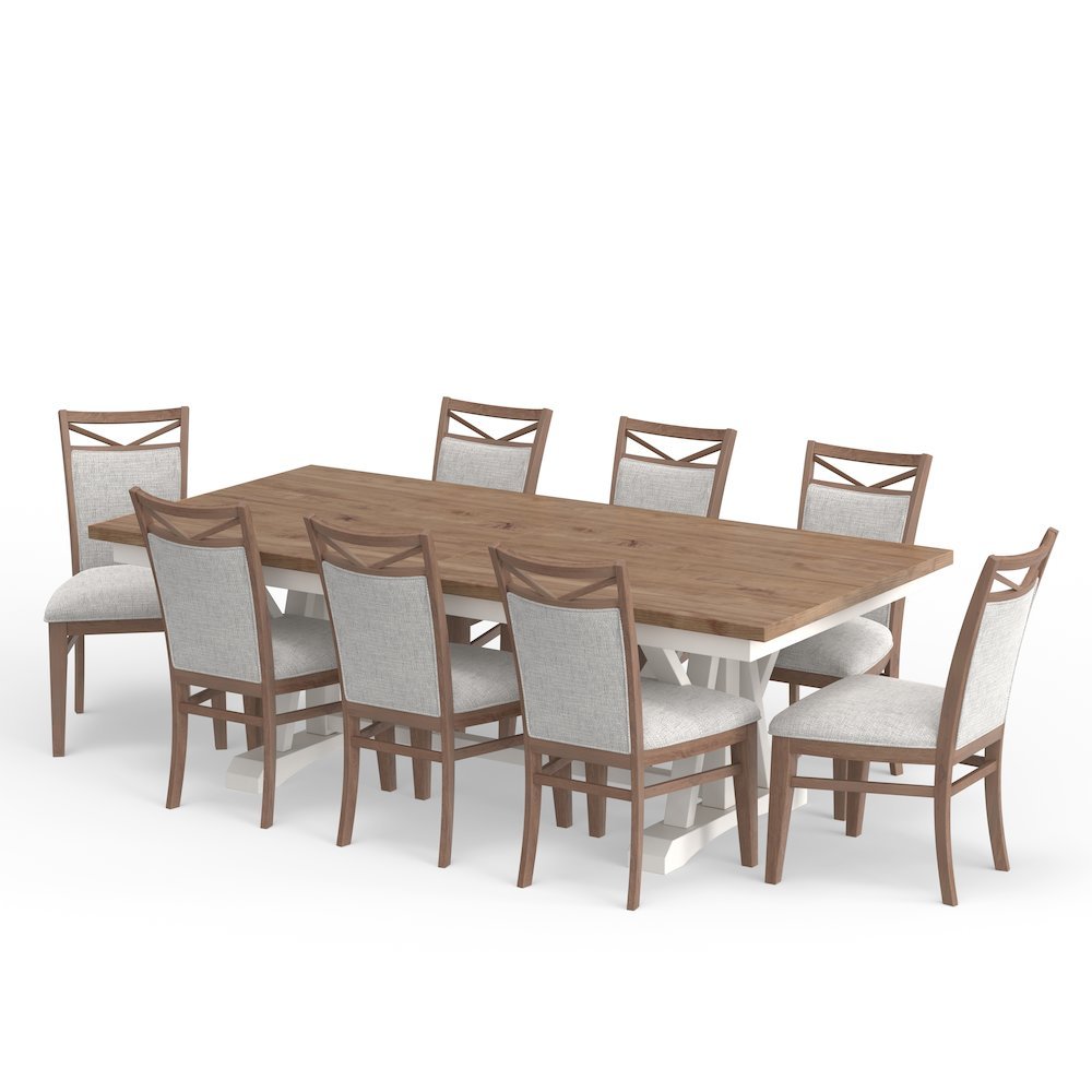 White 9 Piece Dining Table Set for 8 with Chairs, Elegant Dining Set