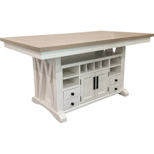 White Counter Height Dining Table with Storage and Oak Veneer Top
