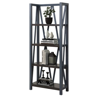 Blue Wooden Bookshelve, Tall Bookcase with 4-Tier Wood Bookshelf Design