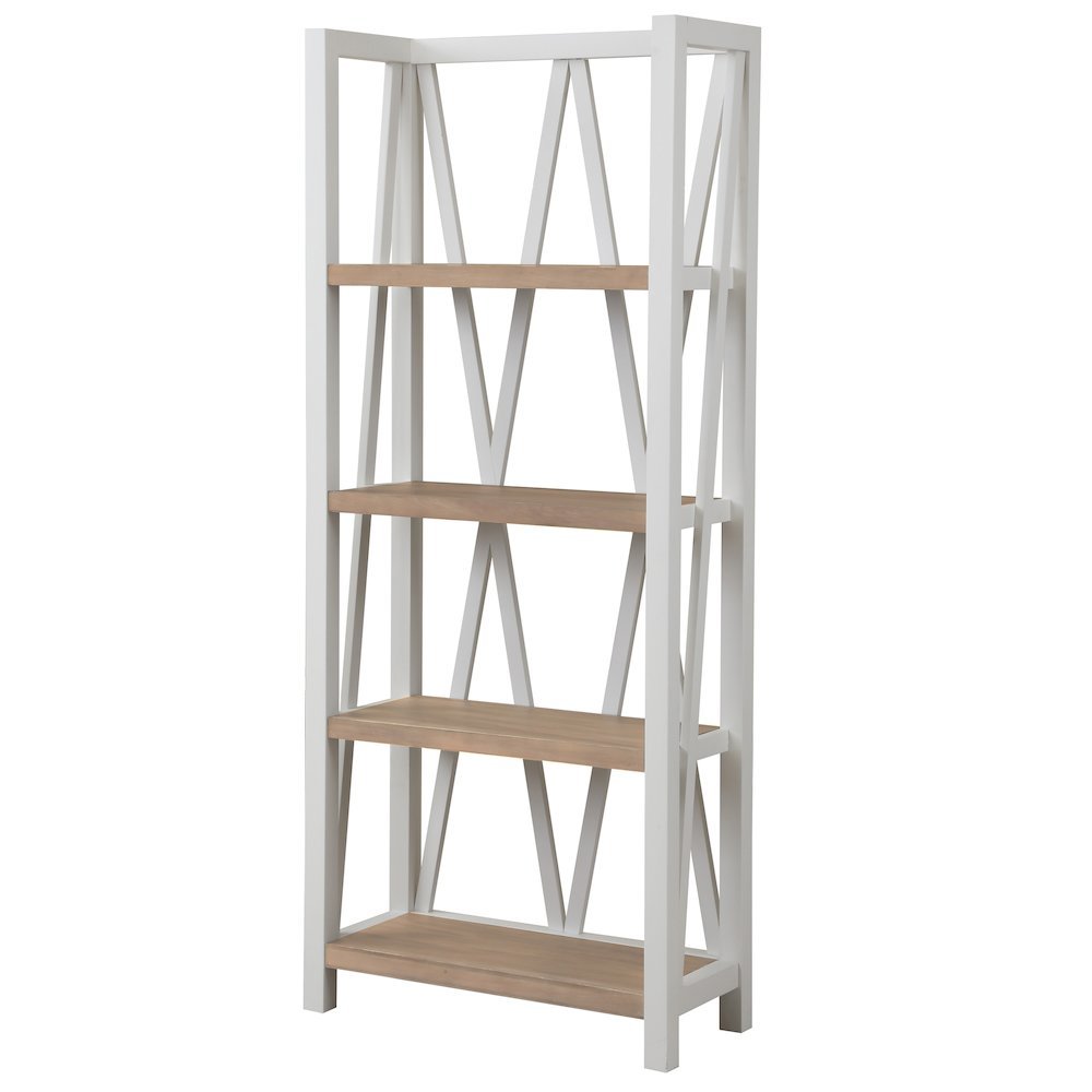 White Wooden Bookshelve, Tall Bookcase with 4-Tier Wood Bookshelf Design