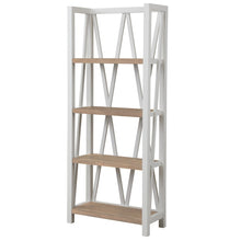 White Wooden Bookshelve, Tall Bookcase with 4-Tier Wood Bookshelf Design