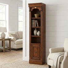Traditional English Library Brown Open Top Bookcase for Living Room Storage