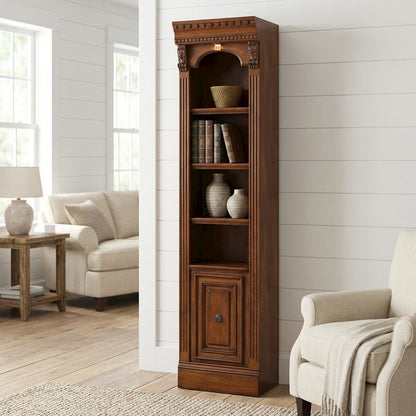 Traditional English Library Brown Open Top Bookcase for Living Room Storage