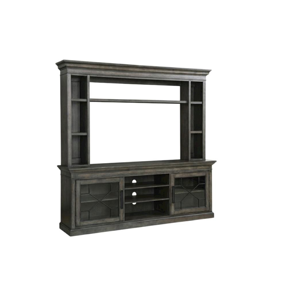Smokey Grey 92-In. Console with Hutch for Entertainment Room Storage