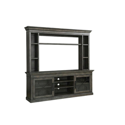 Smokey Grey 92-In. Console with Hutch for Entertainment Room Storage