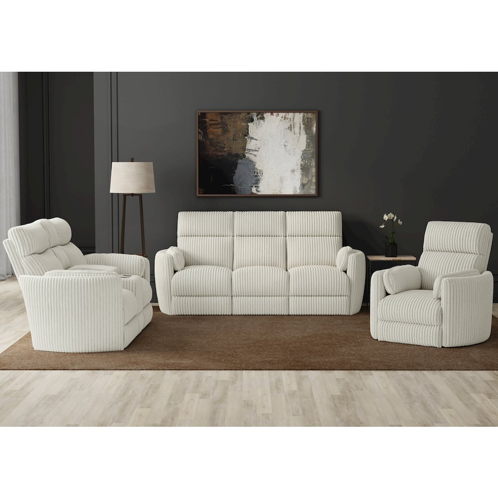 Radius - Mega Ivory Power Reclining Sofa Loveseat and Recliner