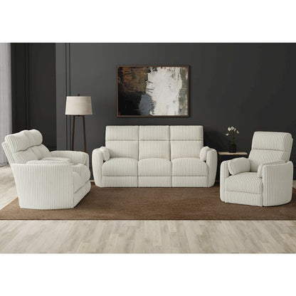 Radius - Mega Ivory Power Reclining Sofa Loveseat and Recliner