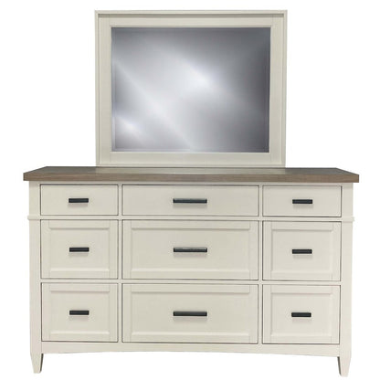 Modern Bedroom Queen Shelter Bed 2 Nightstands and Dresser with Mirror