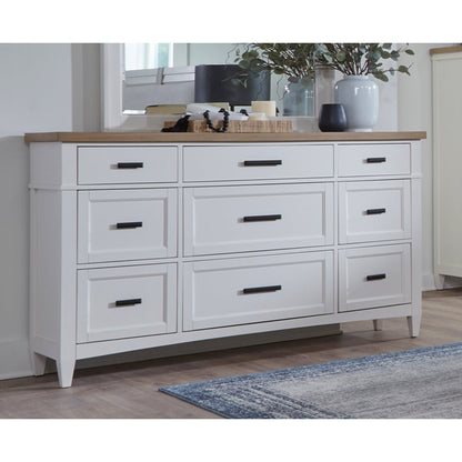 Modern Bedroom King Shelter Bed with 2 Nightstands and Dresser with Mirror
