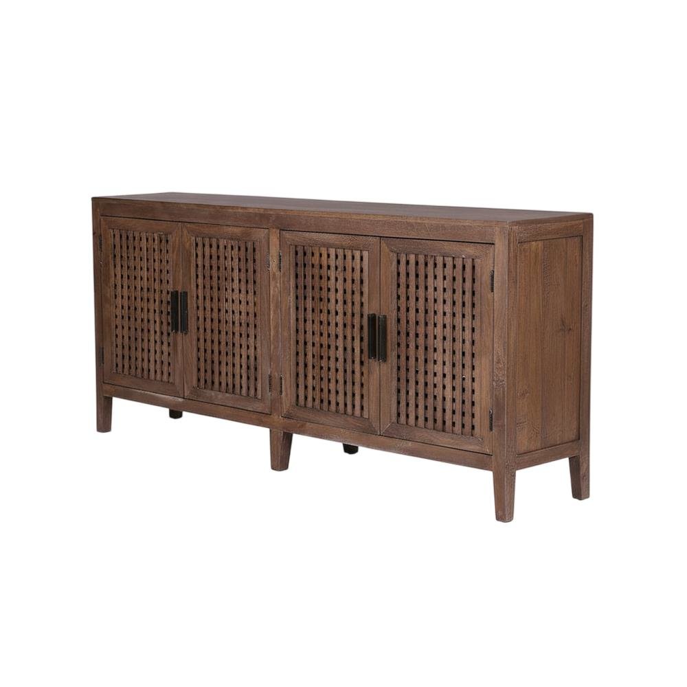 Solid Mango 78-Inch TV Console with Transitional Style and Brown Finish