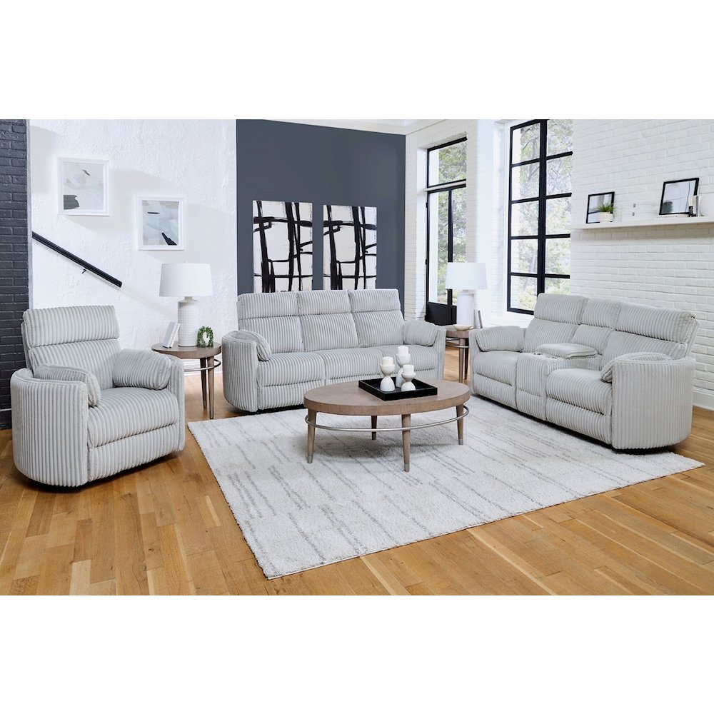 Radius - Mega Grey Power Reclining Sofa Loveseat and Recliner