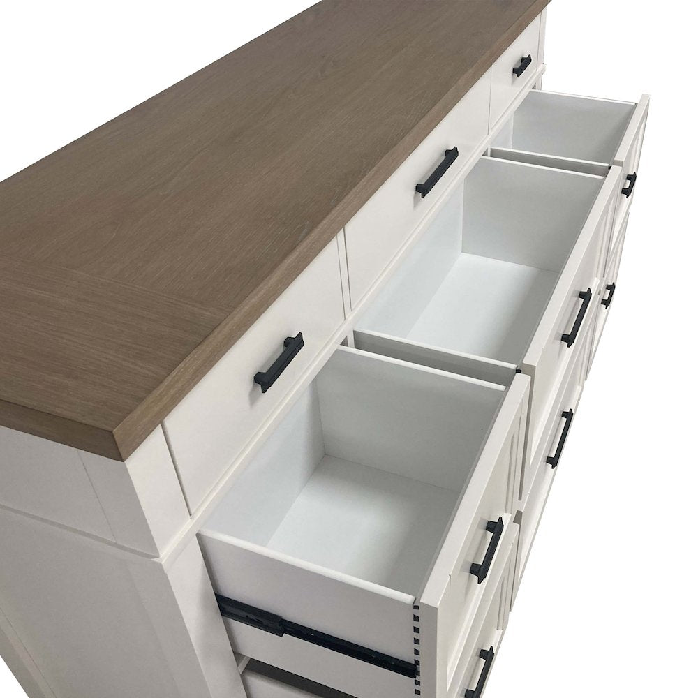 Modern Bedroom King Shelter Bed with 2 Nightstands and Dresser with Mirror