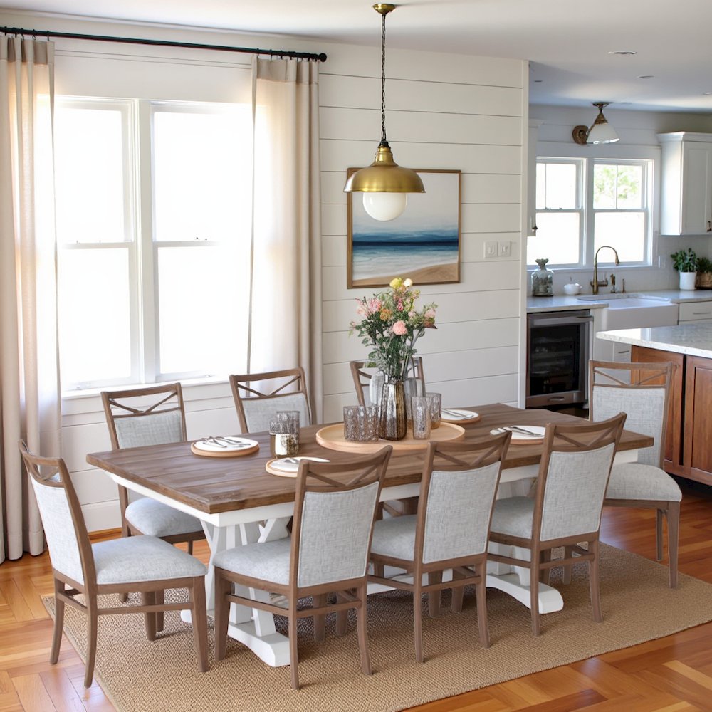 White 9 Piece Dining Table Set for 8 with Chairs, Elegant Dining Set