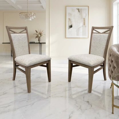 Brown Upholstered Dining Chairs Set with Ergonomic Armrests, 2-Pack