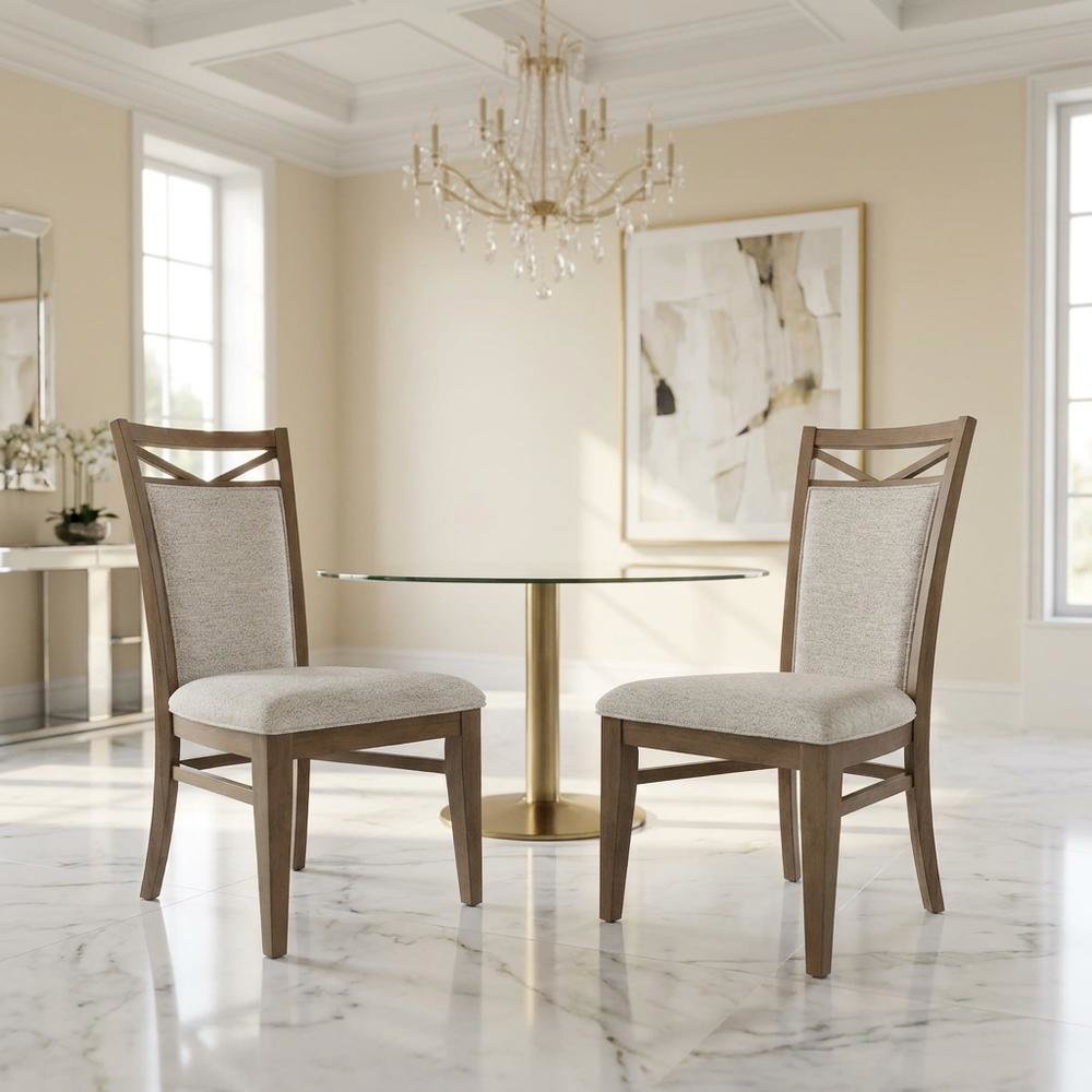 Brown Upholstered Dining Chairs Set with Ergonomic Armrests, 2-Pack