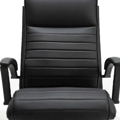 Top Grain Leather Mid-Back Ergonomic Rolling Office Chair, Swivel, Black