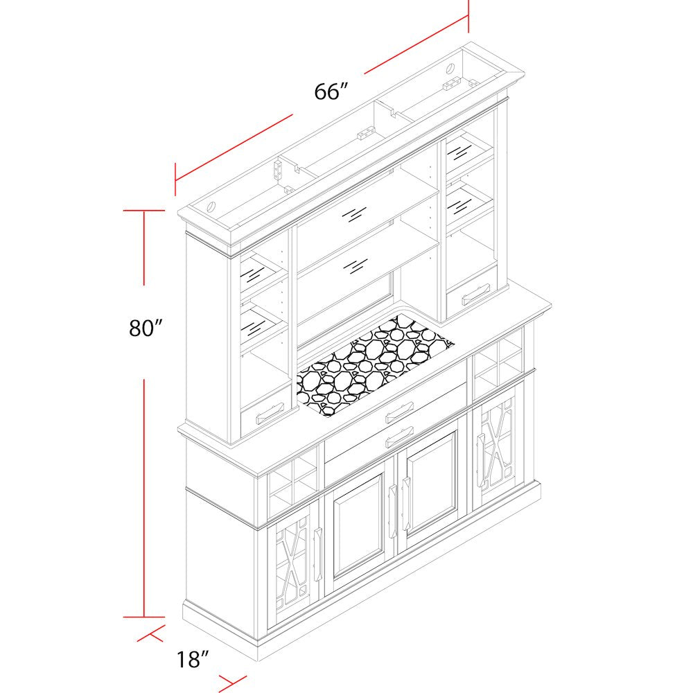 Parker House Sundance - Sandstone 66 In. Buffet and Hutch with Quartz Insert