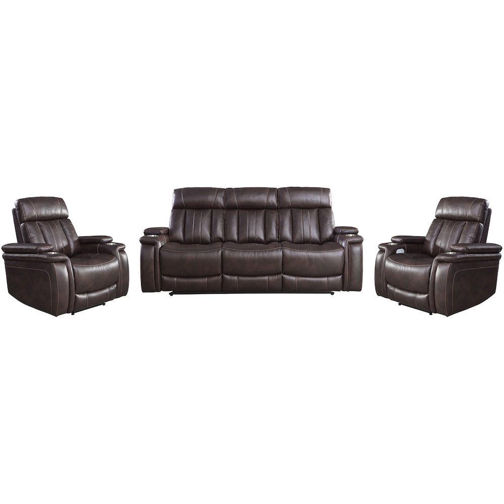 Royce - Fantom Brown Power Reclining Sofa and Two Recliners