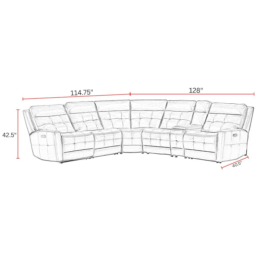 Canterbury - Acorn 6 Piece Zero Gravity Modular Power Reclining Sectional